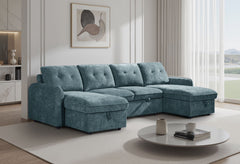 Moscow U Shaped Storage Sofa Bed - Blue