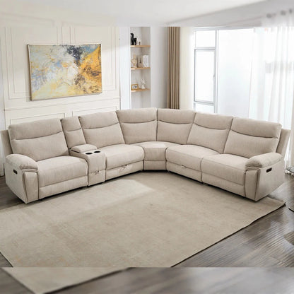 Hercules Express Fabric Electric Recliner Modular Corner Sofa - Cream
