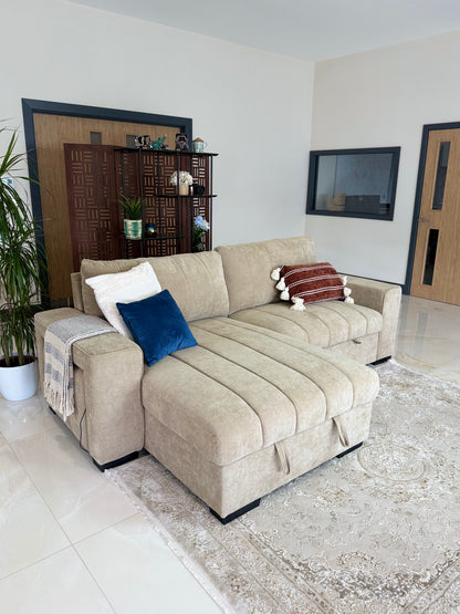 Franklin Universal Storage Sofa Bed With Cup Holders & USB/C Charging - Beige