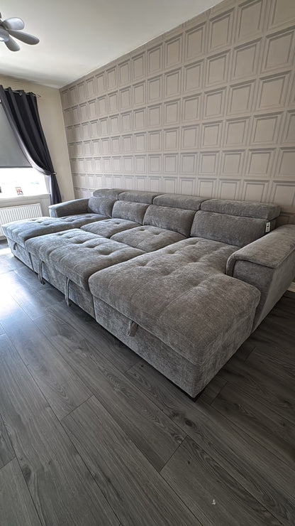 Alaya Storage U Shape Sofabed - Grey