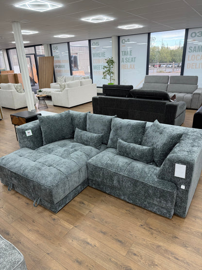 Brooklyn Electric Storage Left Hand Sofa Bed - Charcoal