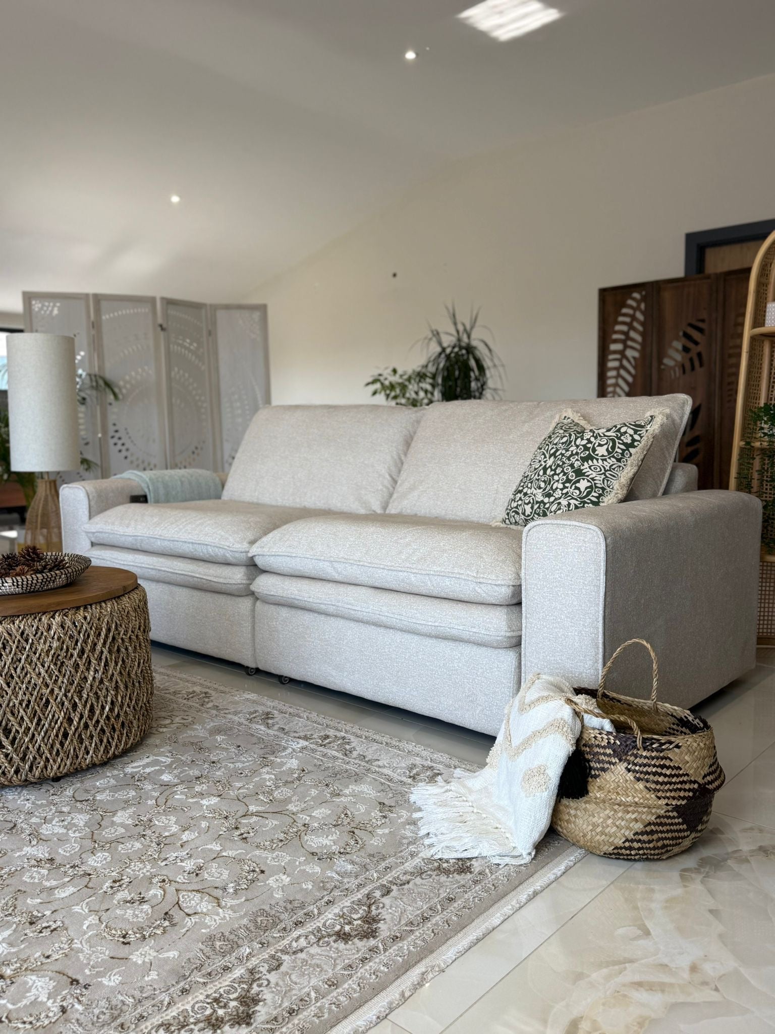 Florence Cloud Electric Seat Extension Sofa Bed  - Beige