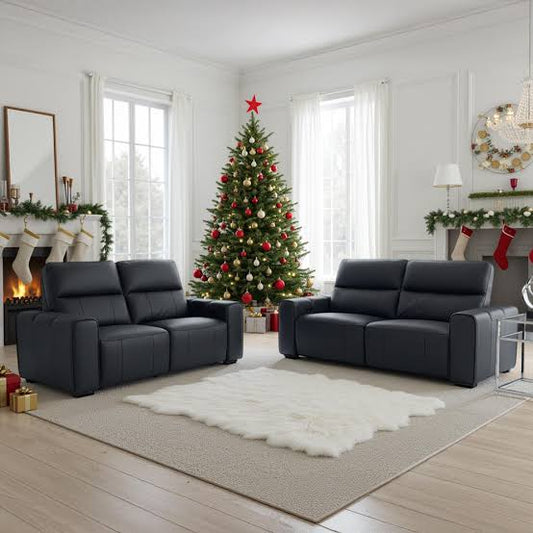 Bellagio Genuine Leather Electric Recliner 2 Seater Sofa - Black