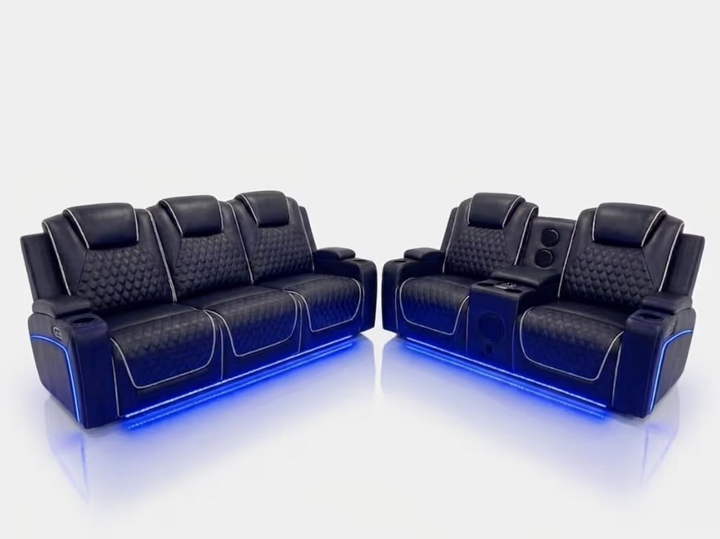 Tuscany 3+2 Electric Entertainment Recliner Sofa - Black
