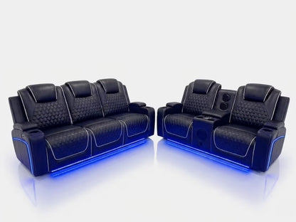 Tuscany 3+2 Electric Entertainment Recliner Sofa - Black