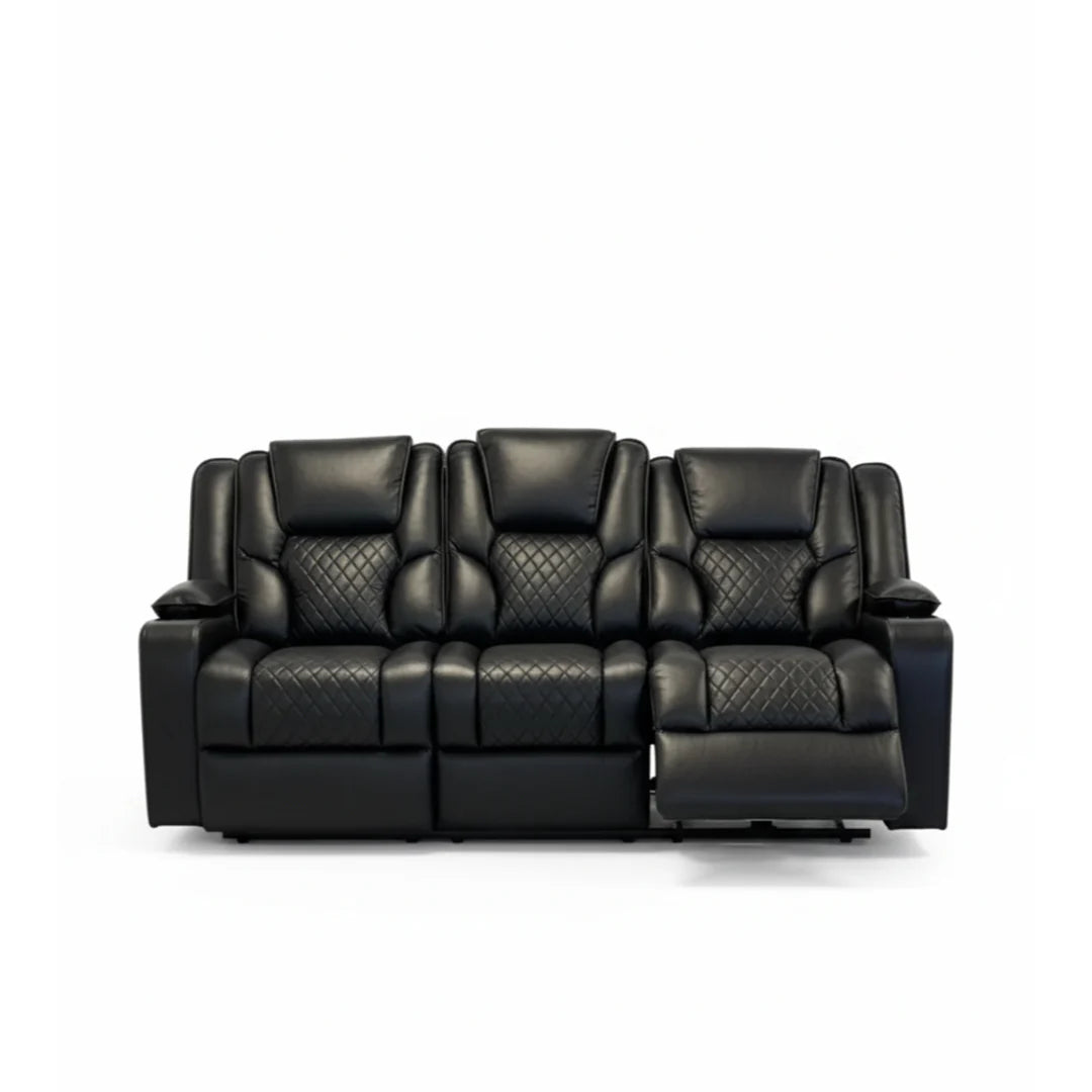 Orlando 3+2 Electric Recliner Leather Sofa - Black