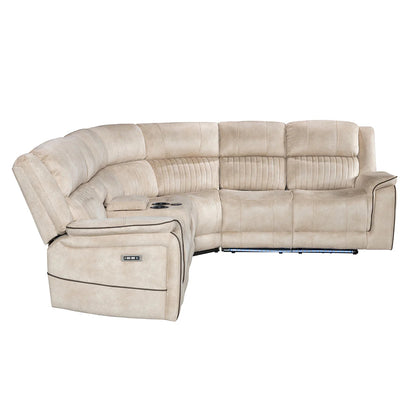 Geneva Pro Fabric Electric Recliner Corner Sofa With Cooling Cup Holders - Beige