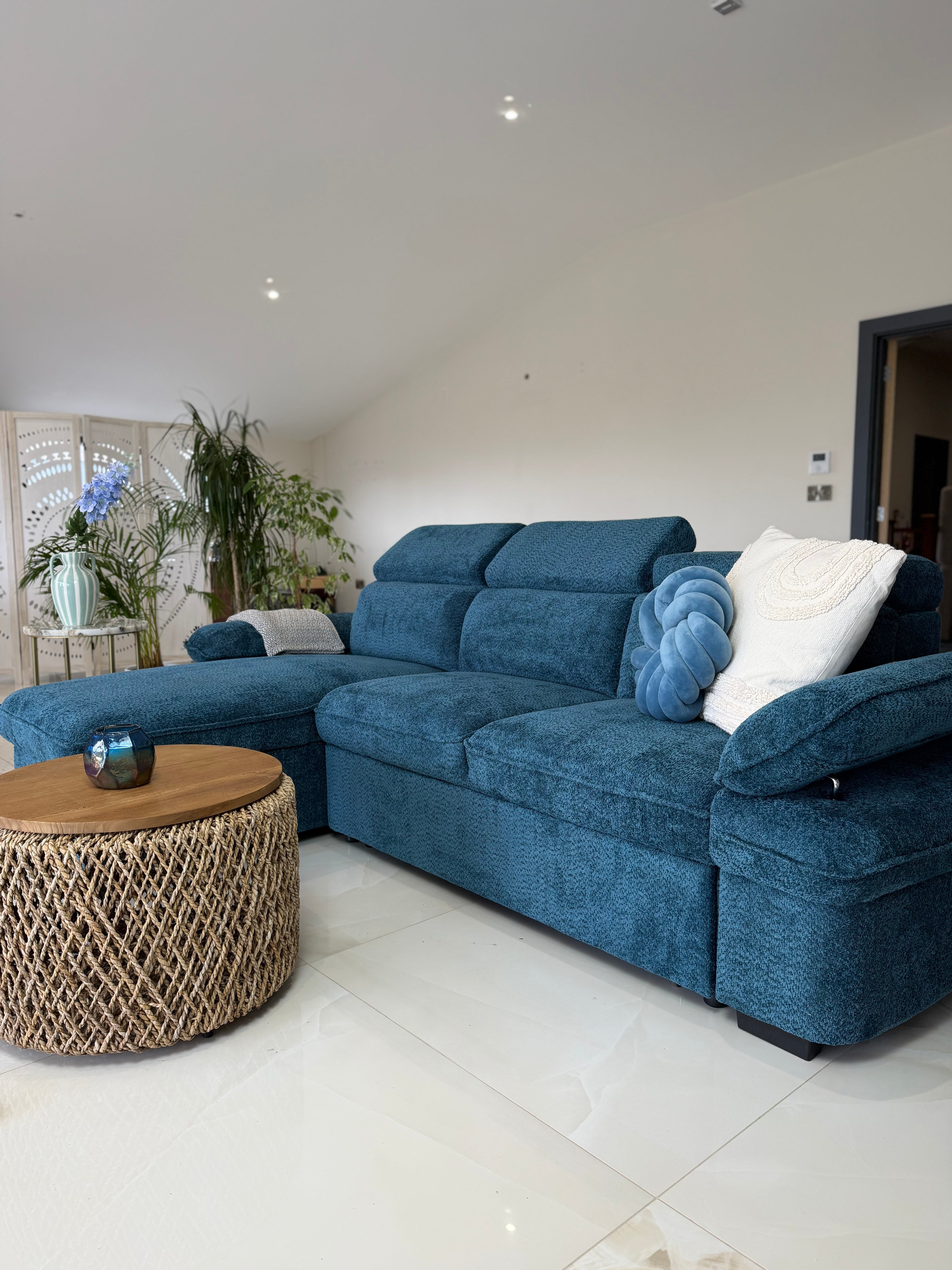 Hudson Universal Corner Sofa Bed - Blue