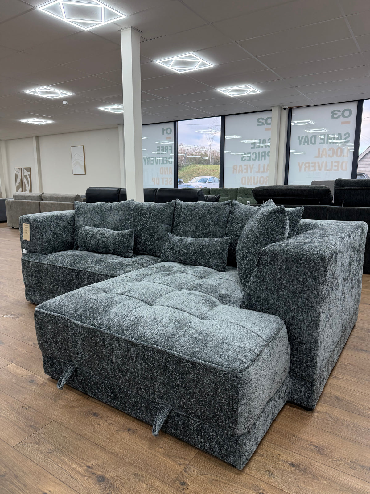 Brooklyn Electric Storage Right Hand Sofa Bed - Charcoal