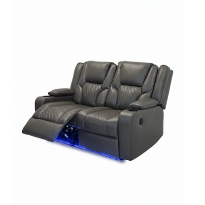 Orlando 3+2 Electric Recliner Leather Sofa - Grey