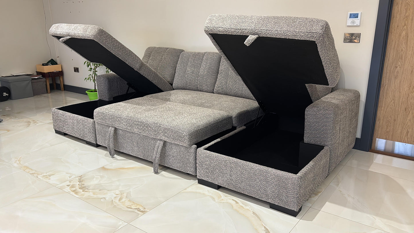 Como U Shape Corner Sofabed With Storage - Grey