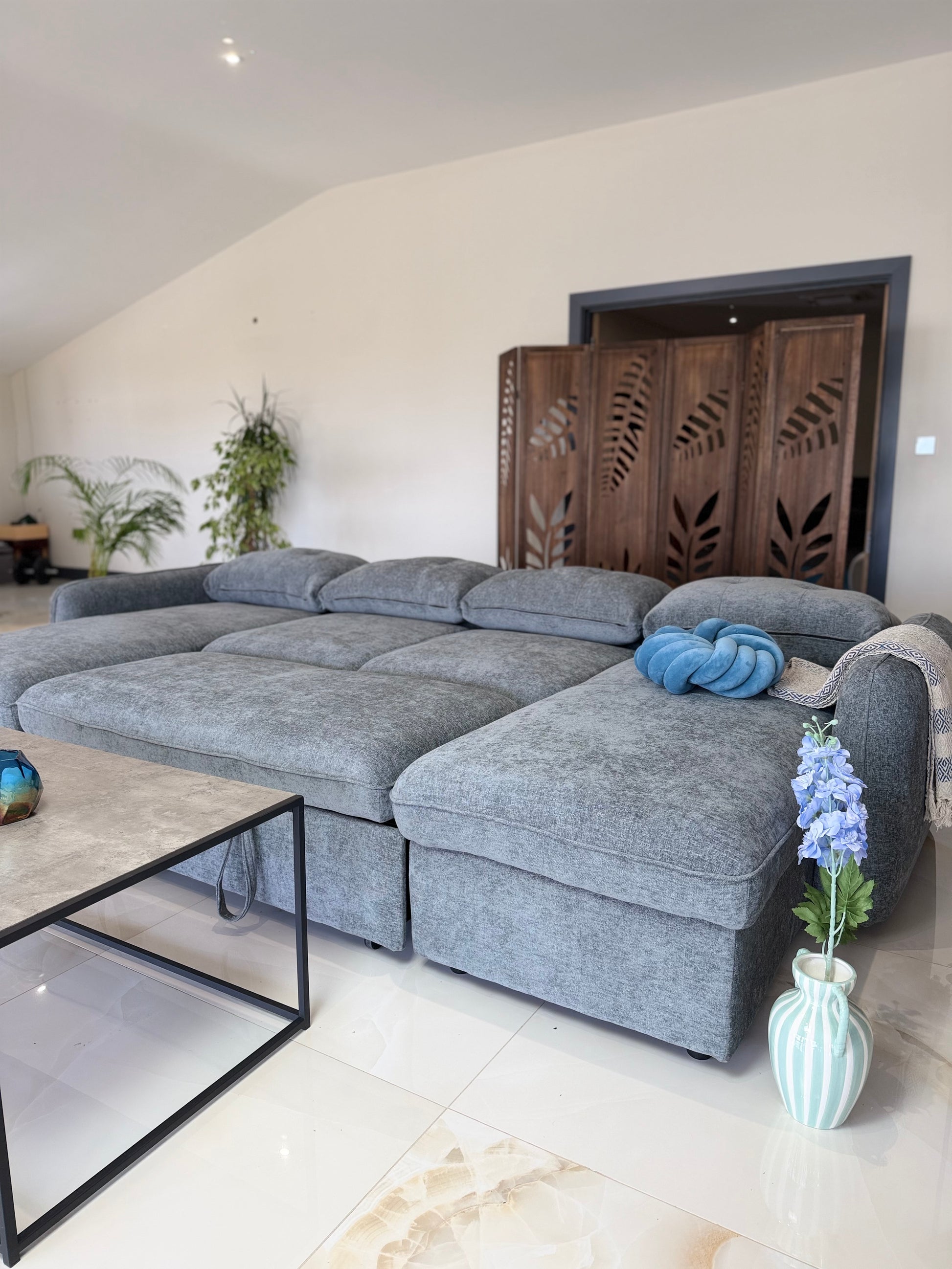 Moscow U Shaped Storage Sofa Bed - Grey