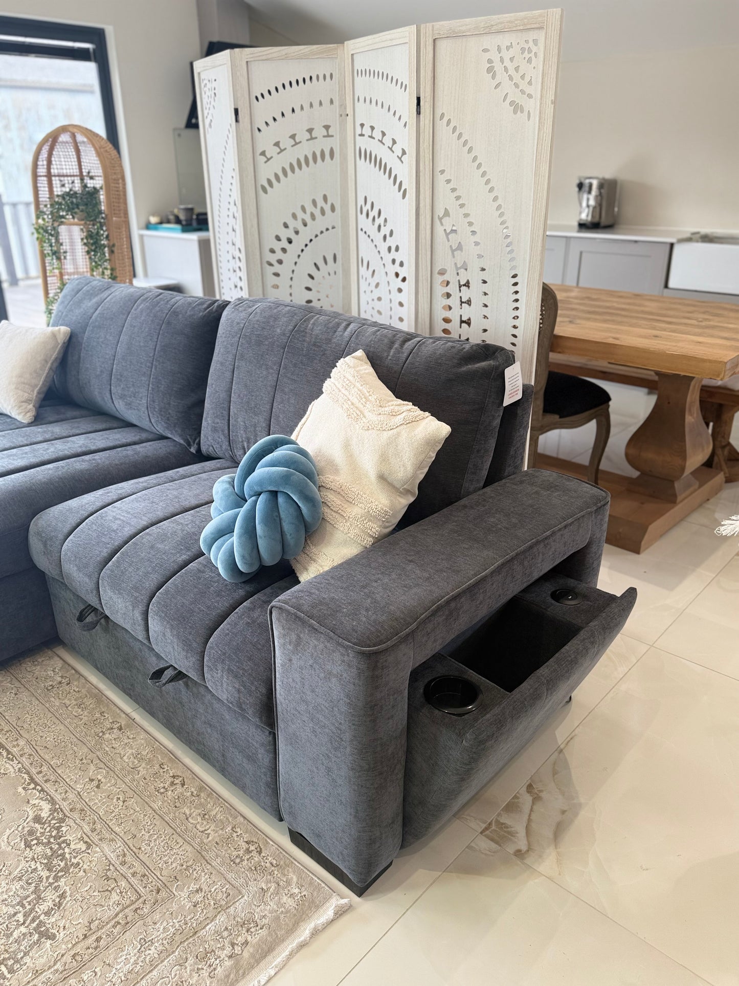 Franklin Universal Storage Sofa Bed With Cupholders & USB/C Charging