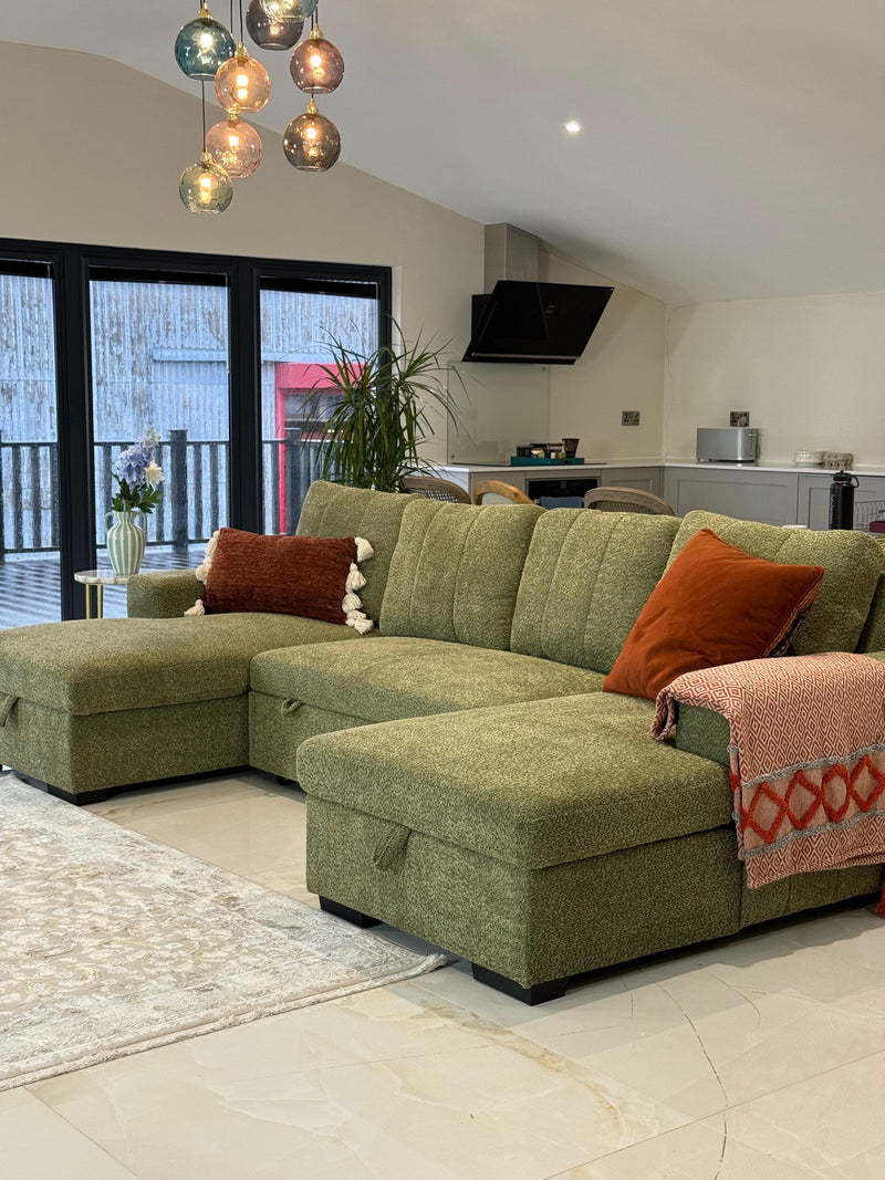 Como U Shape Corner Sofabed - Green