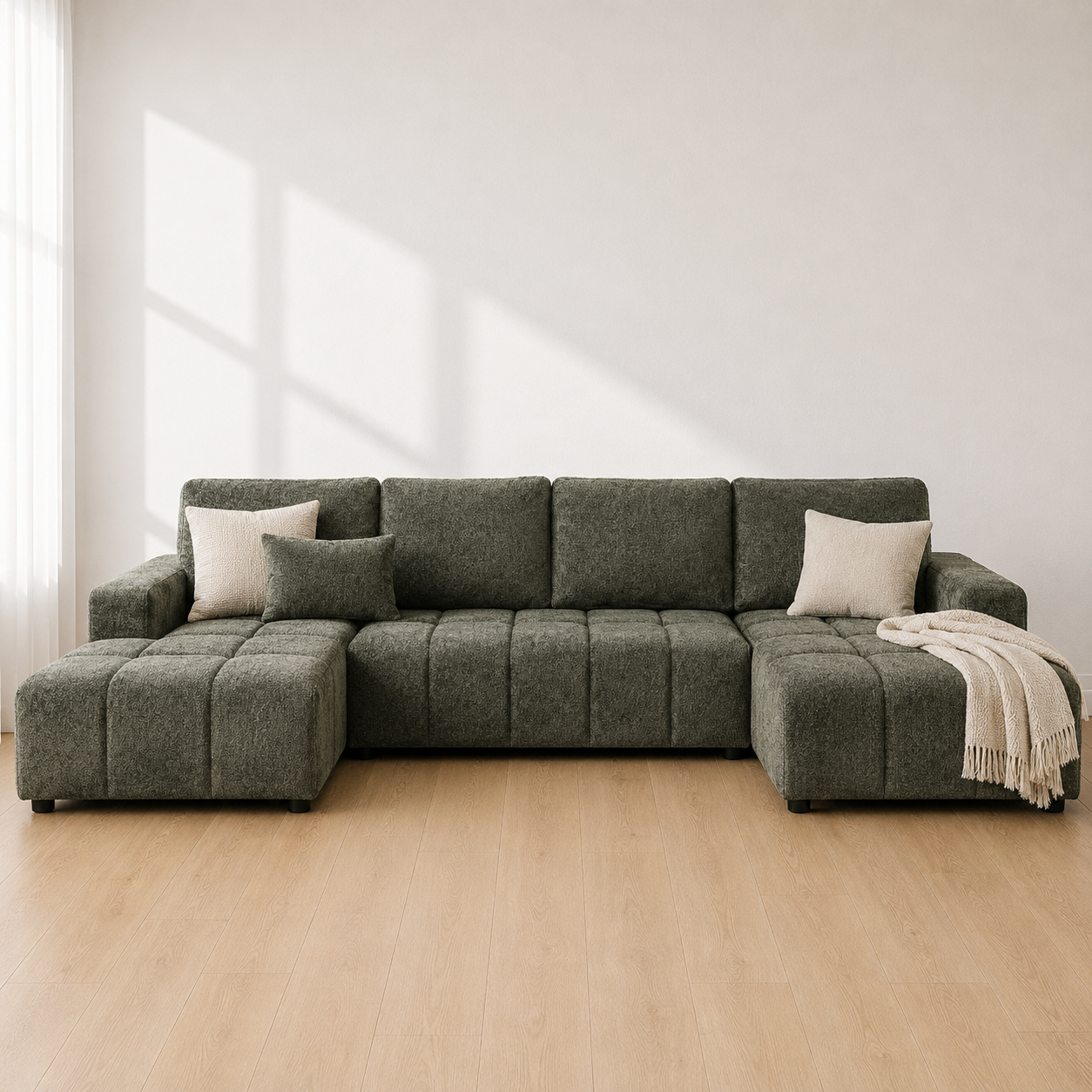 Shanghai Luxury U Shape Sofa Bed - Green