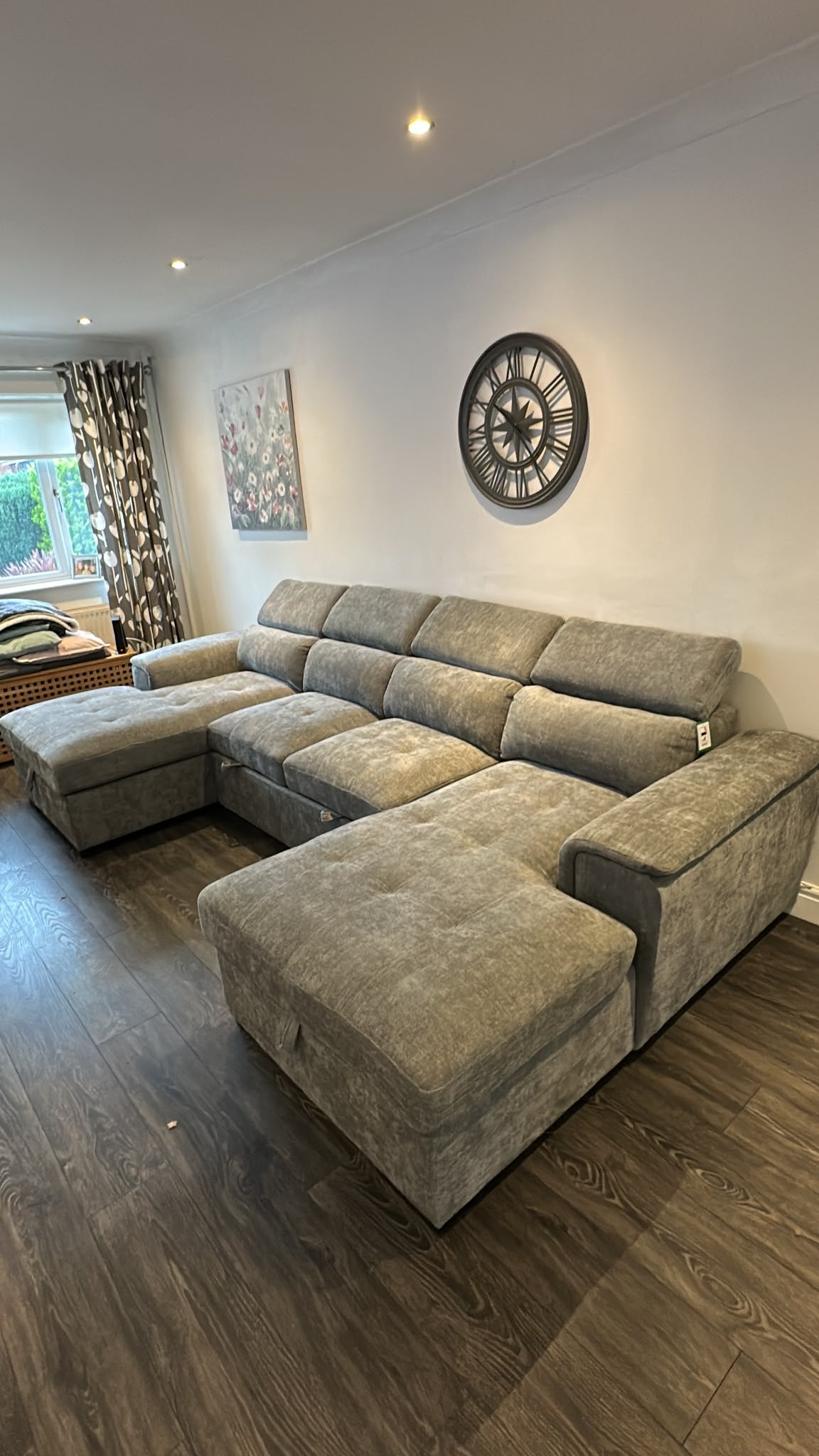 Alaya Storage U Shape Sofabed - Grey