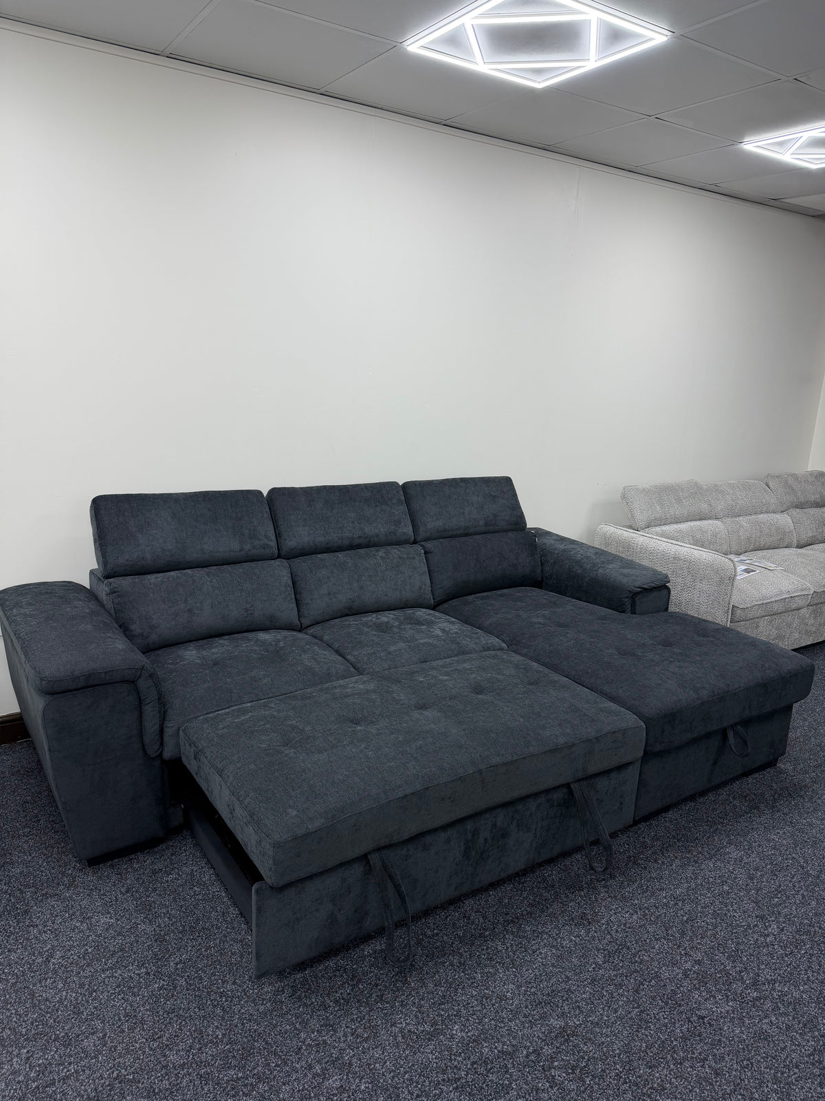Alaya Storage L Shape Sofa Bed - Black