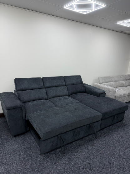 Alaya Storage L Shape Sofa Bed - Black