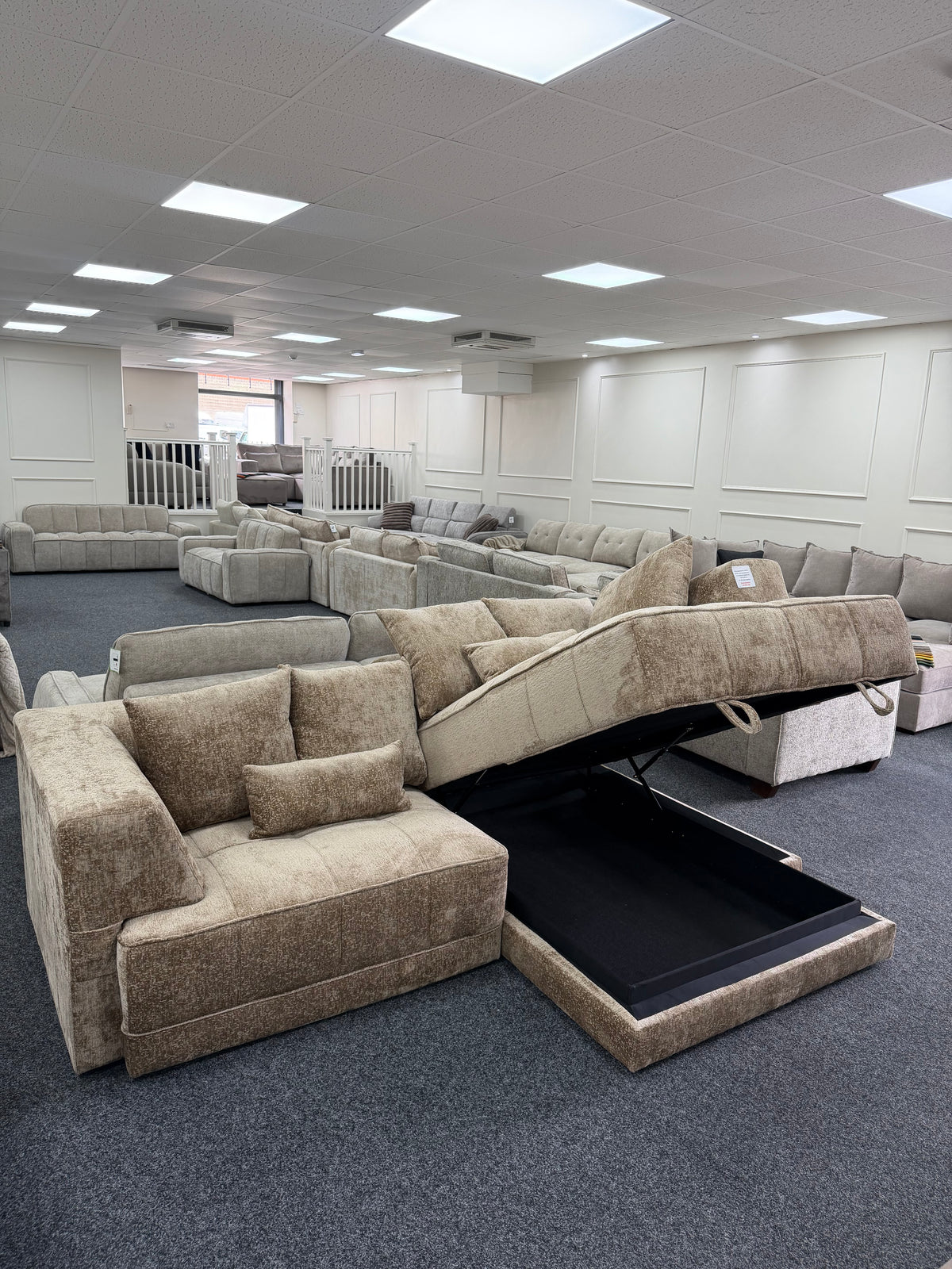 Brooklyn Electric Storage Right Hand Sofa Bed - Mushroom Beige