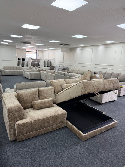 Brooklyn Electric Storage Right Hand Sofa Bed - Mushroom Beige