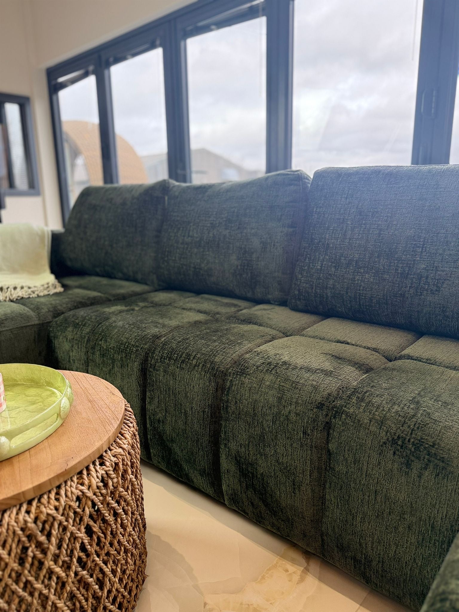 Shanghai Luxury U Shape Sofa Bed - Green