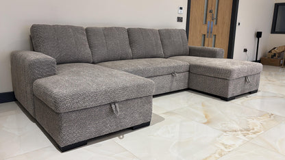 Como U Shape Corner Sofabed With Storage - Grey