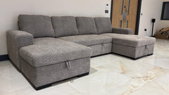 Como U Shape Corner Sofabed With Storage - Grey