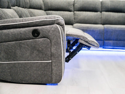 Hannah Entertainment Electric Recliner Corner Sofa | Micro Fibre Fabric