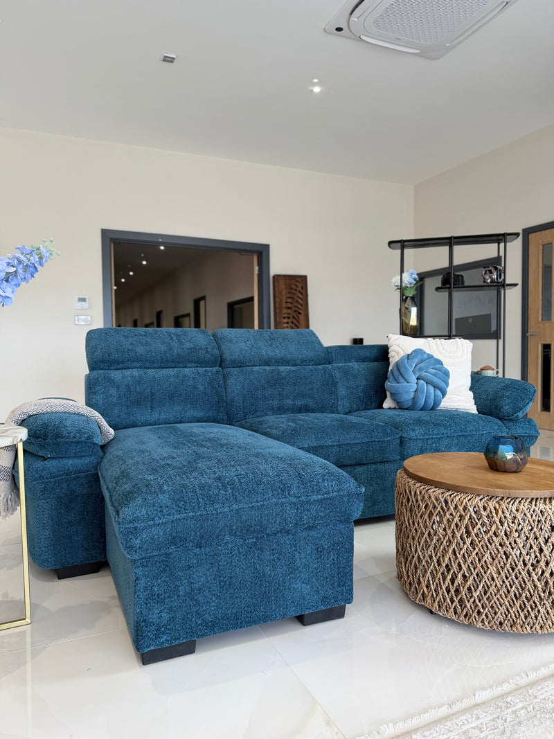 Hudson Universal Corner Sofa Bed - Blue