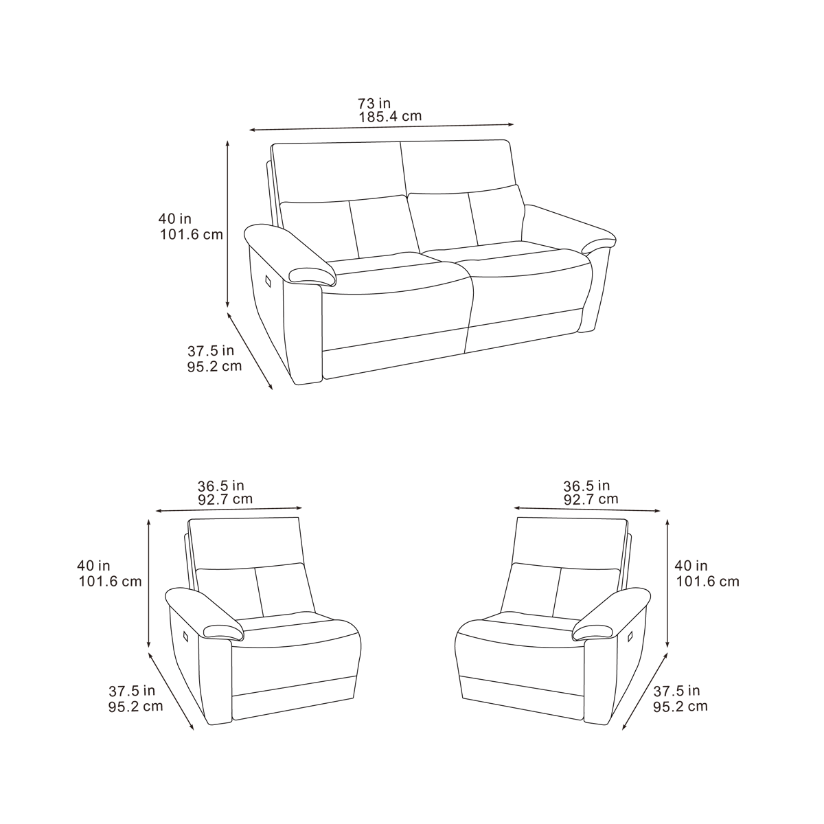 Klint Power Recliner 3 Seater Sofa