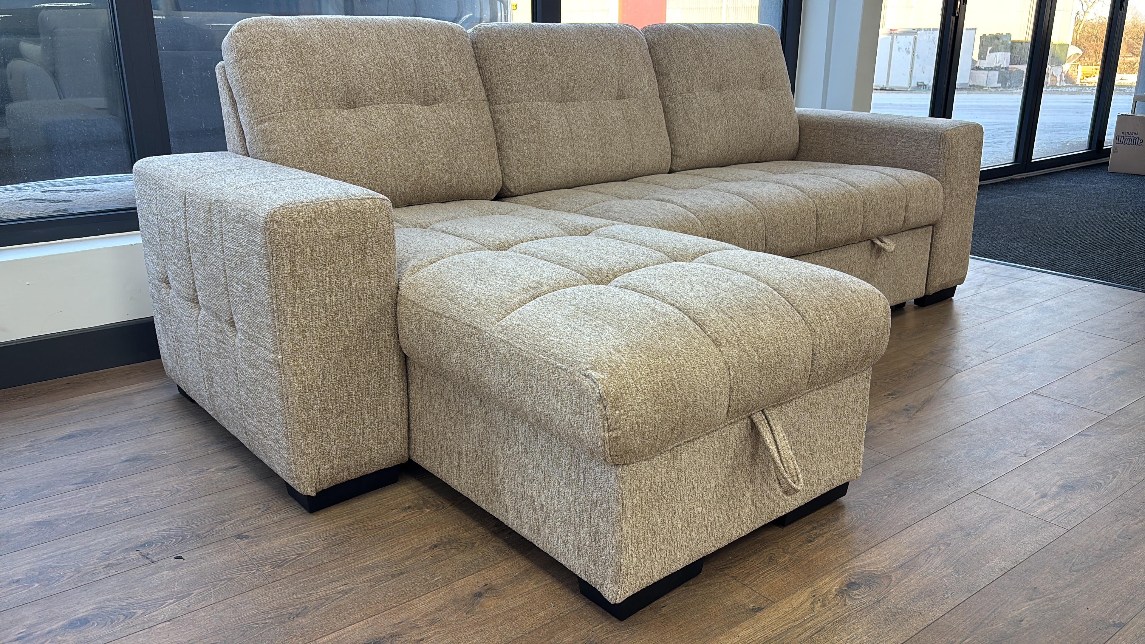 Palermo Universal Corner Sofabed With Storage - Beige