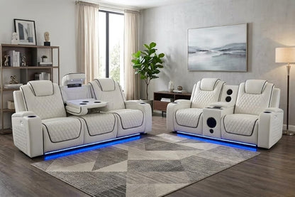 Tuscany 3+2 Electric Entertainment Recliner Sofa - Cream