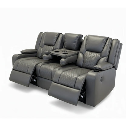Orlando 3+2 Electric Recliner Leather Sofa - Grey