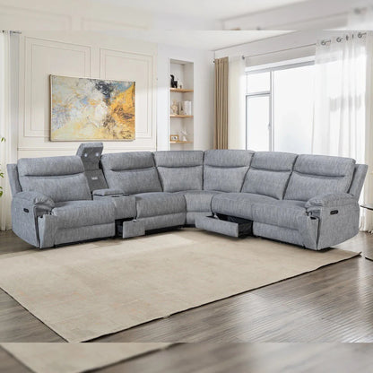 Hercules Express Fabric Electric Recliner Modular Corner Sofa - Grey
