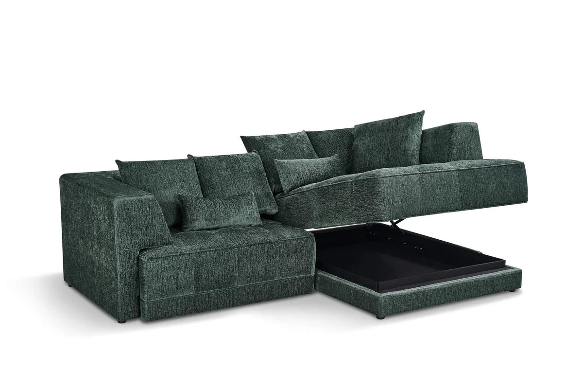 Brooklyn Electric Storage Right Hand Sofa Bed - Green Pre-Order