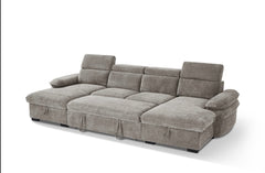 Hudson U Shape Storage Sofa Bed - Grey