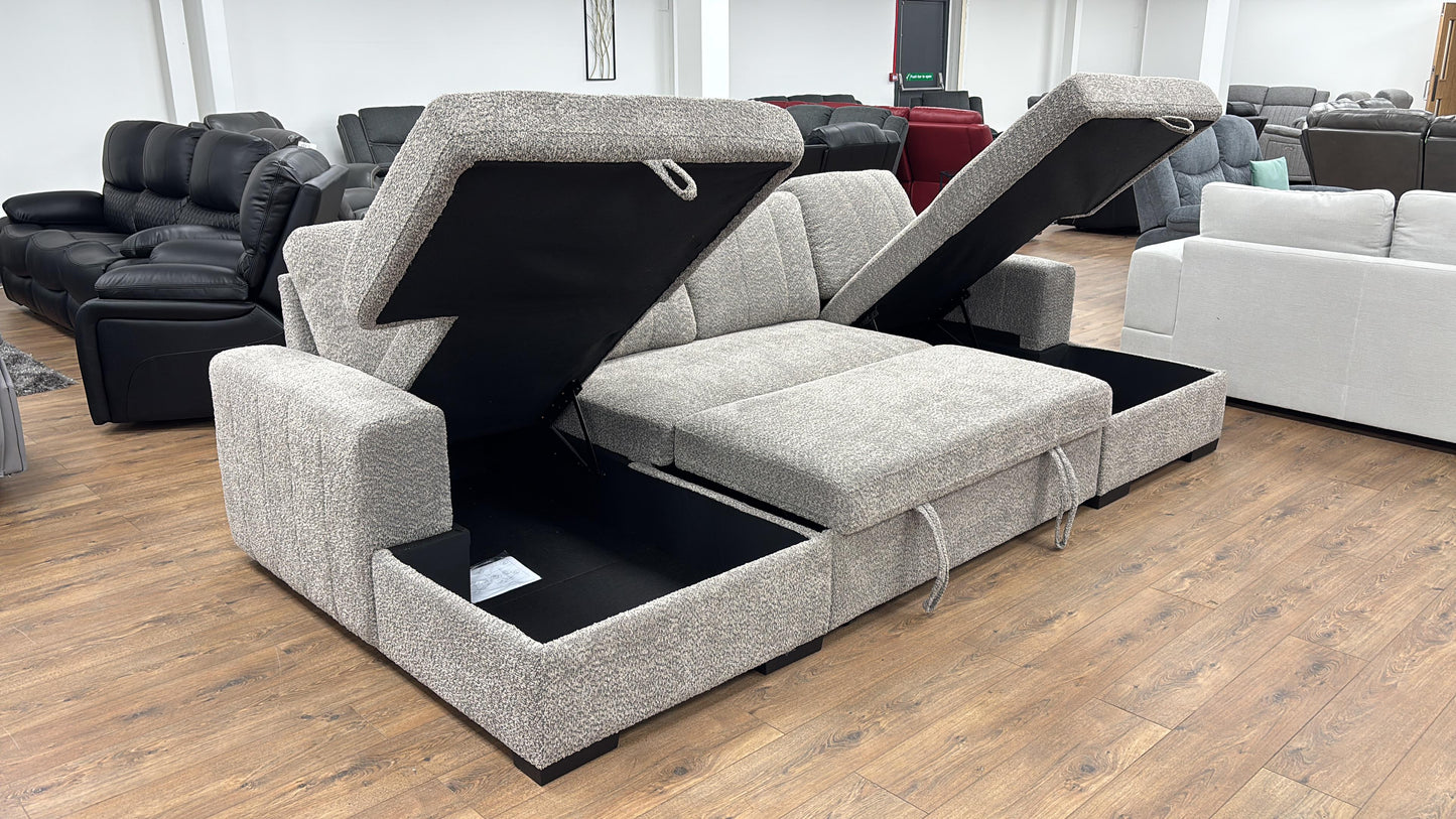 Como U Shape Corner Sofabed With Storage - Grey