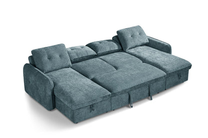 Moscow U Shaped Storage Sofa Bed - Blue