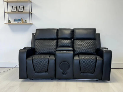 Florida 3+2 Music Electric Recliner Aire Leather Sofa - Black