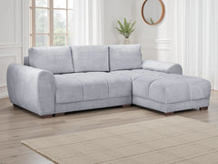 Azzuro Corner Sofa Bed With Storage – Universal Chaise – Plush Velvet  – Grey
