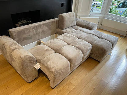 Azzuro Corner Sofa Bed With Storage - Universal Chaise - Plush Velvet  - Mocha