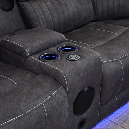 Geneva Pro Fabric Electric Recliner Corner Sofa - With Cooling Cup-Holders