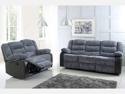Rio Cord Fabric Recliner 3+2 Seater Sofa Grey