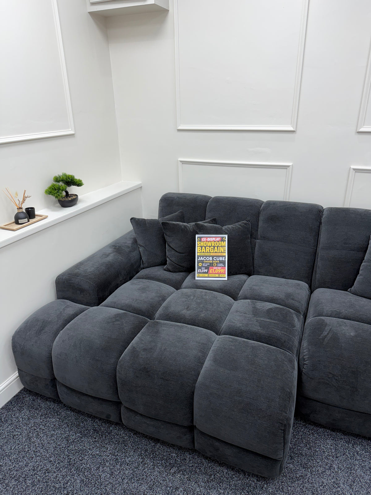 Jacob Sofa Charcoal Left Hand - EX DISPLAY
