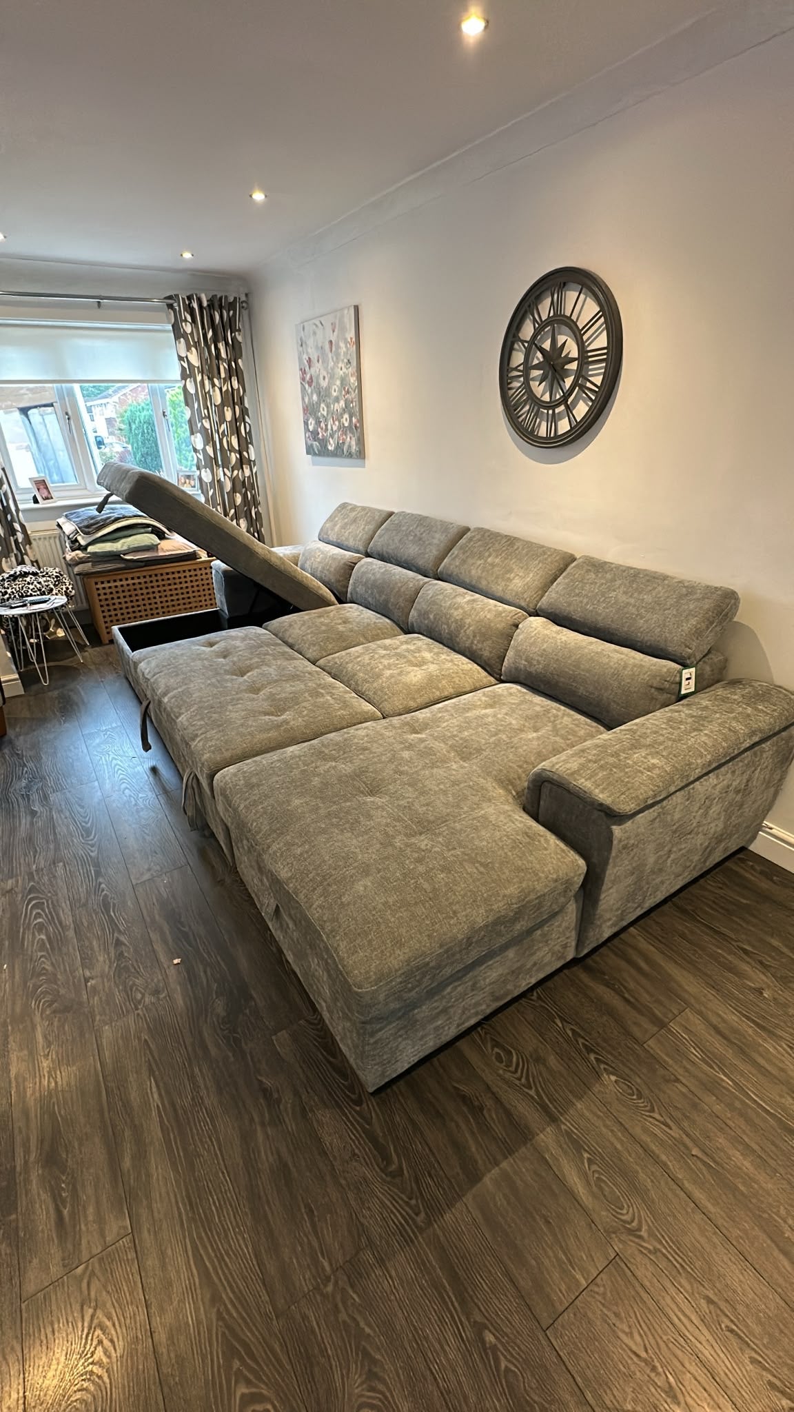 Alaya Storage U Shape Sofabed - Grey