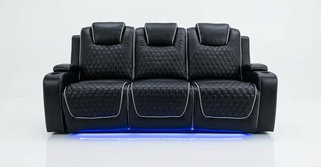 Tuscany 3+2 Electric Entertainment Recliner Sofa - Black