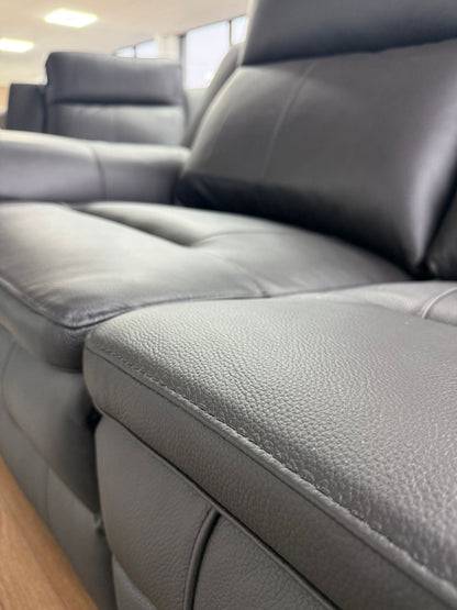 Boston Genuine Leather Electric Recliner 2 Seater Leather - Black