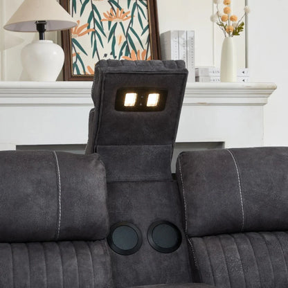 Geneva Pro Fabric Electric Recliner Corner Sofa - With Cooling Cup-Holders