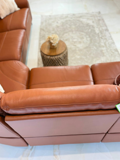 Resillience Power Electric Corner Sofa - Tan Leather