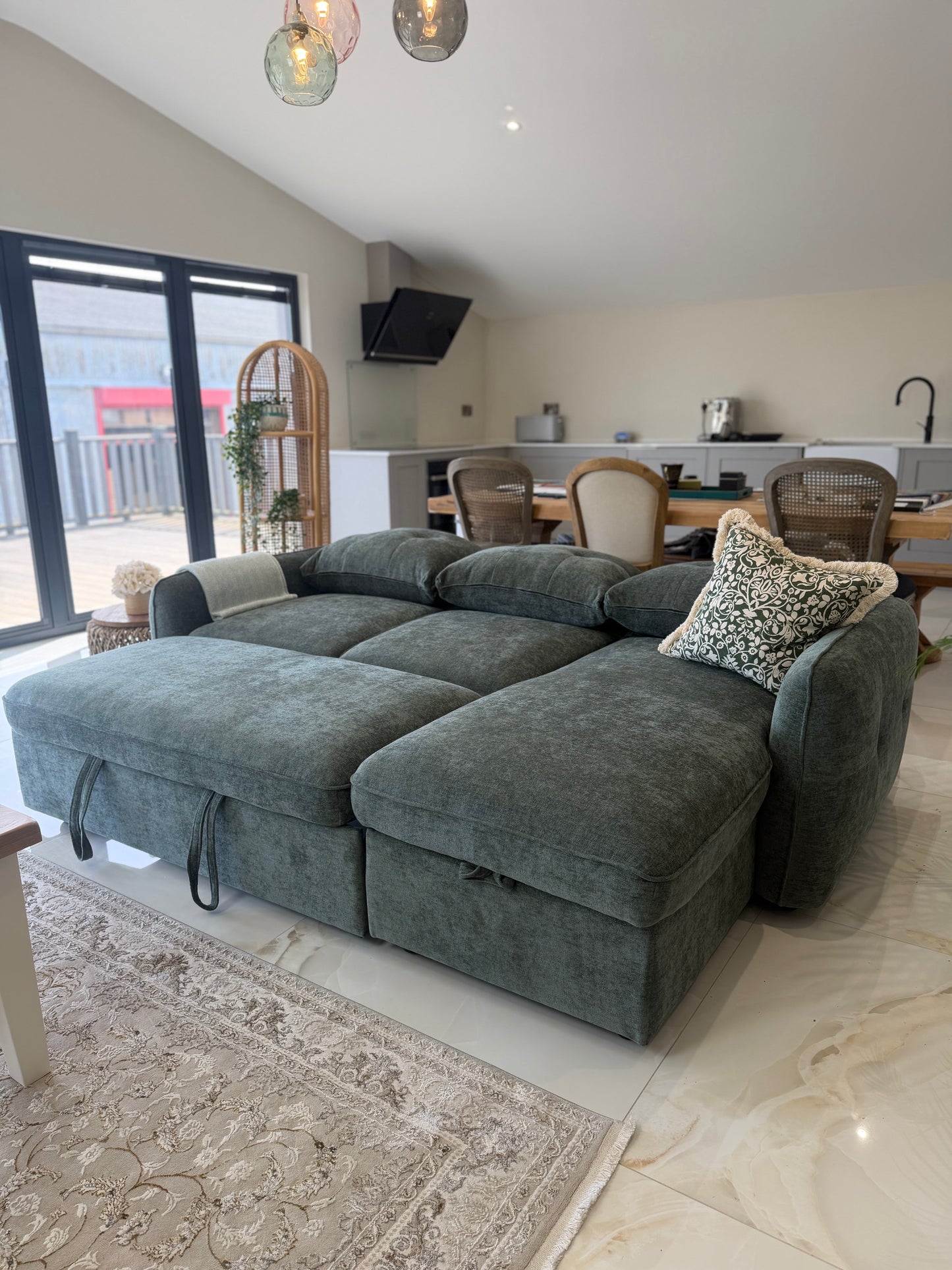 Moscow Universal Corner Sofabed With Storage - Olive